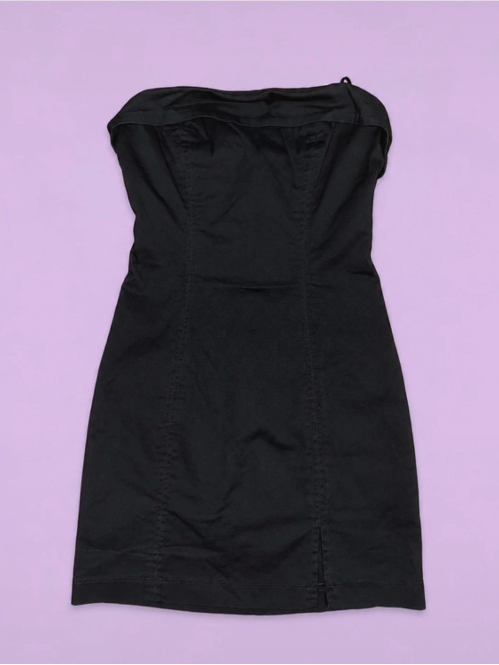 Garage Strapless Black Bodycon Dress with Folded Bandeau